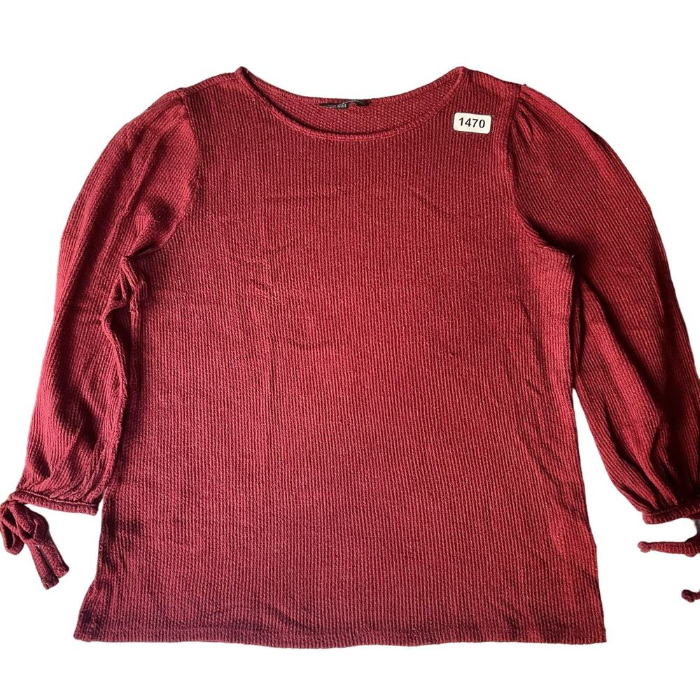 Lucky Brand Women Long Sleeve Screw Neck Knit Sweater, size S, Solid Red